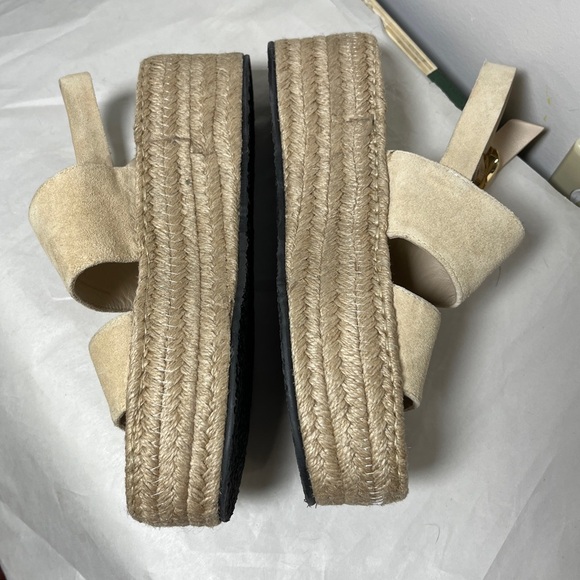 Rag & Bone Odyssey Suede Wedge Sandal Beige Leather Platform Sandals Size 8 - Picture 8 of 15